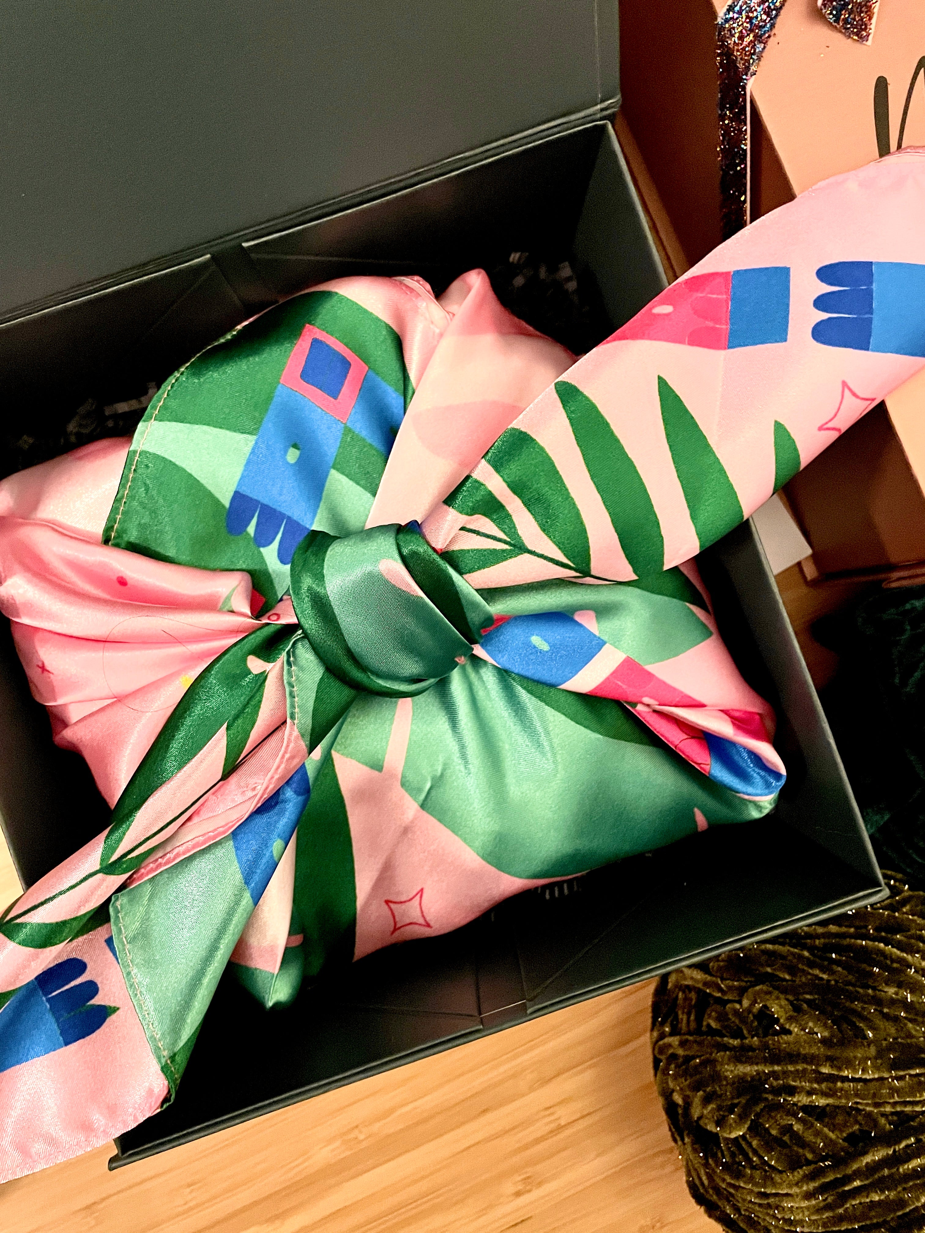 head scarf wrapping inside box